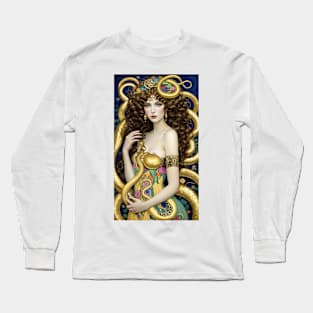 Gustav Klimt's Serpentine Embrace: Women in Snake Affection Long Sleeve T-Shirt